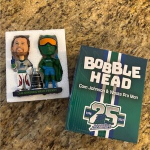 Everblades Cam Johnson & Waste Pro Man Bobblehead 2023 Kelly Cup Champions